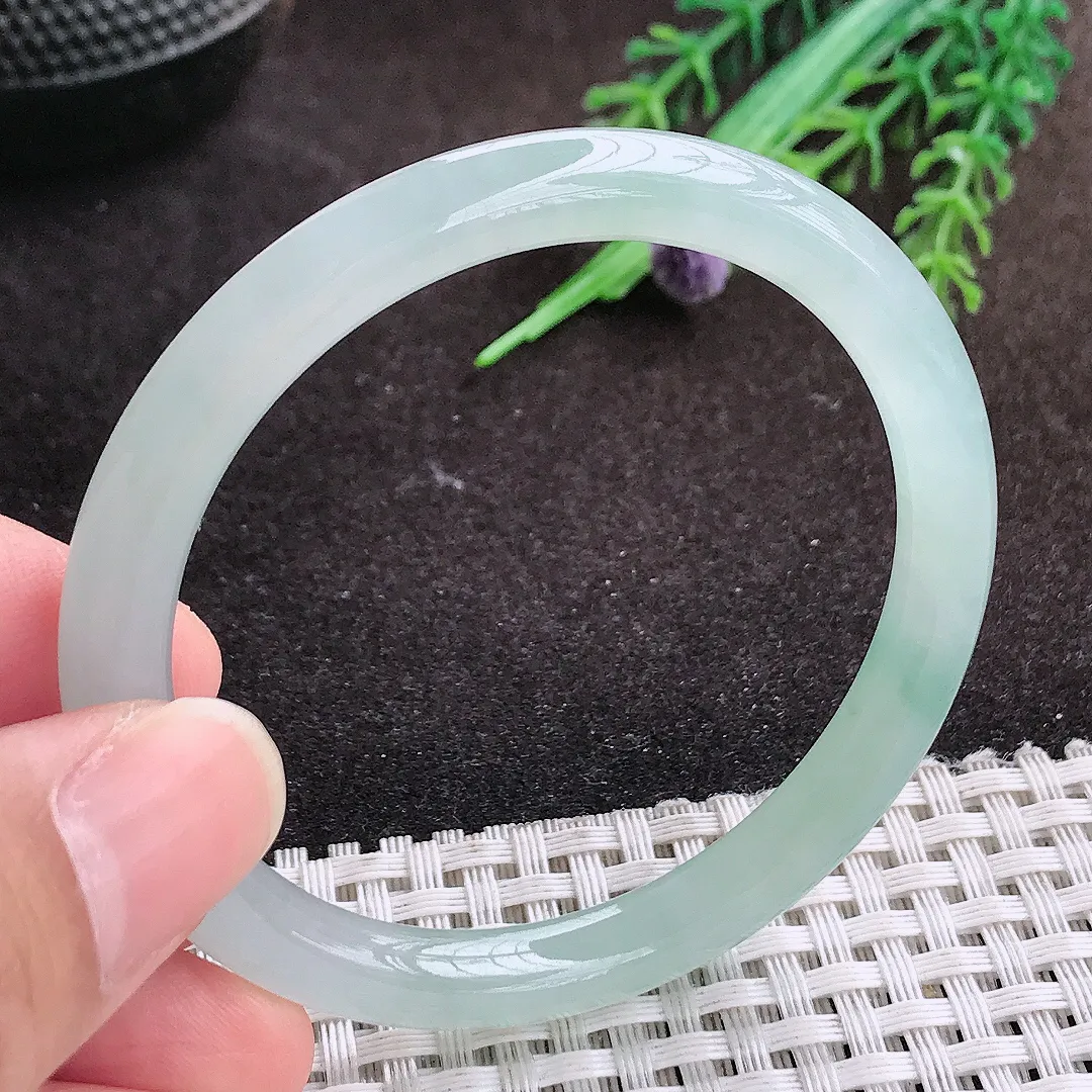 自然光52/7.1老坑冰胶果冻冰晴圆条手镯翡翠玉镯手环