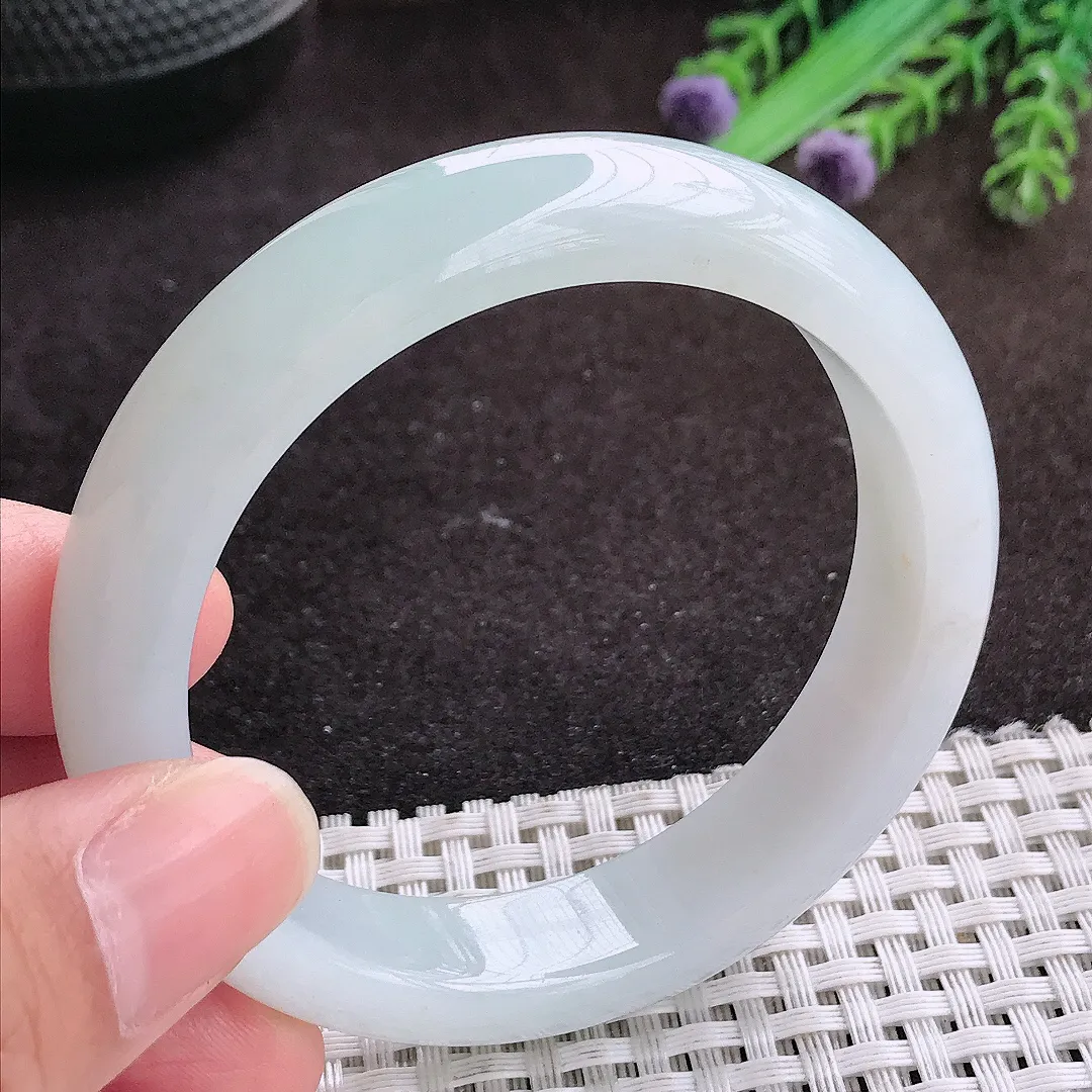 自然光54/12.7/8.1老坑冰胶水灵冰纯手镯宽边翡翠玉镯手环