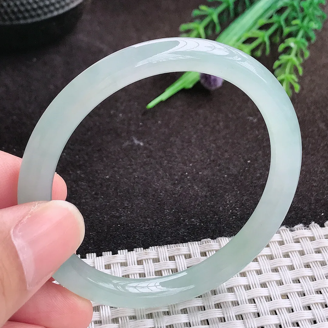 自然光52/7.1老坑冰胶果冻冰晴圆条手镯翡翠玉镯手环