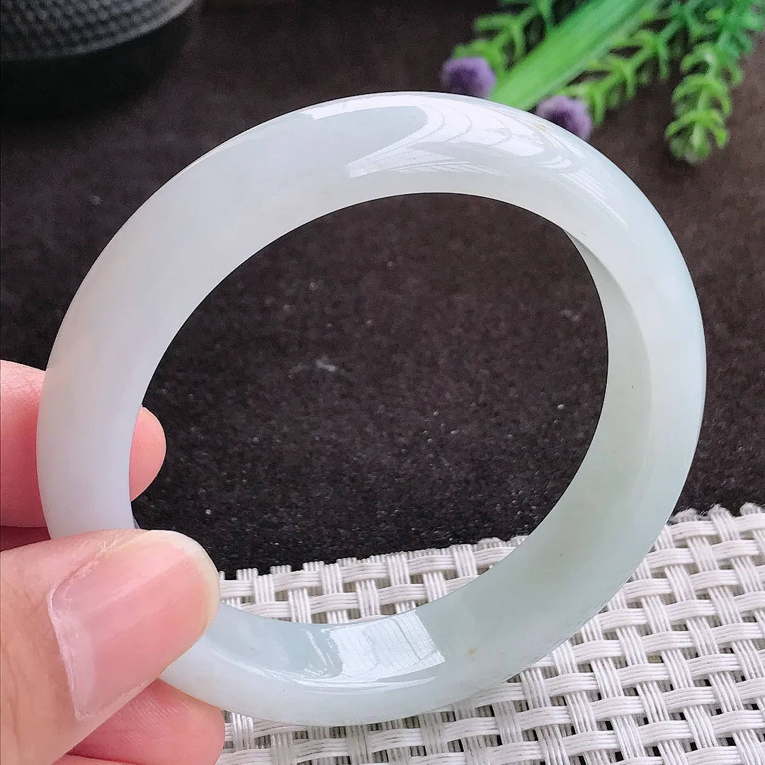 自然光54/12.7/8.1老坑冰胶水灵冰纯手镯宽边翡翠玉镯手环