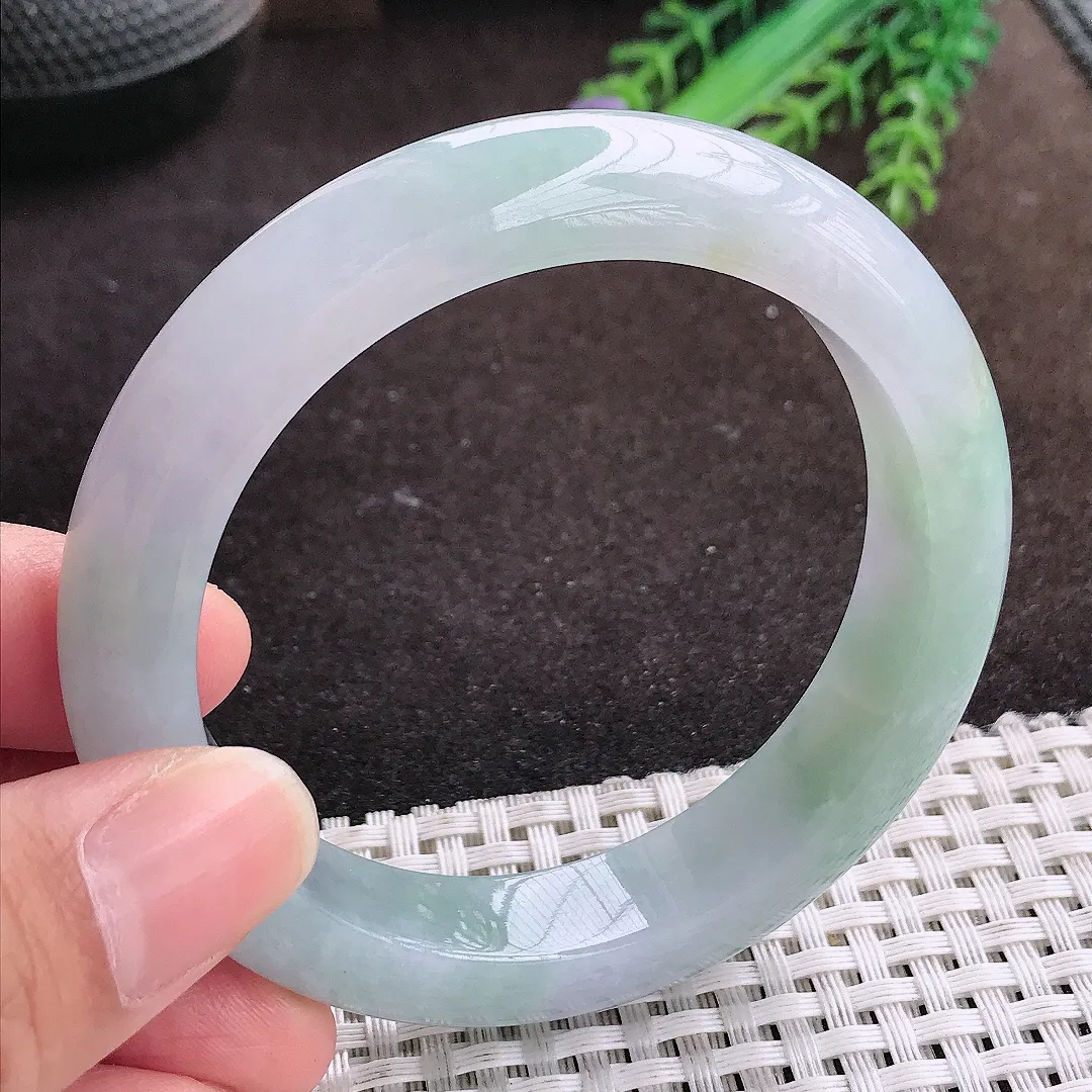 自然光56/12.3/9老坑冰胶水灵紫底手镯宽边翡翠玉镯手环