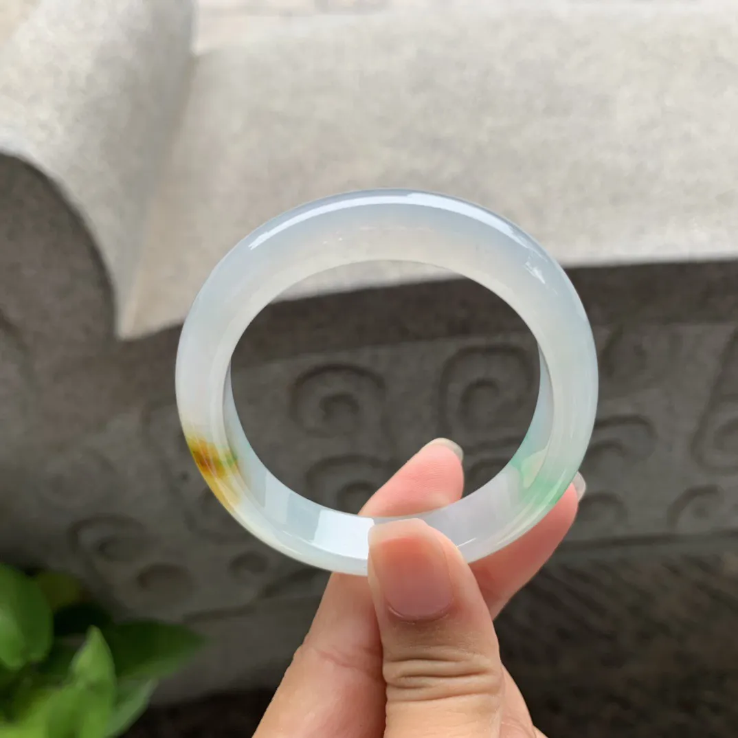 圈口55-47.2-10.4-7.2 【冰黄加绿贵妃手镯】贵妃55 56可戴