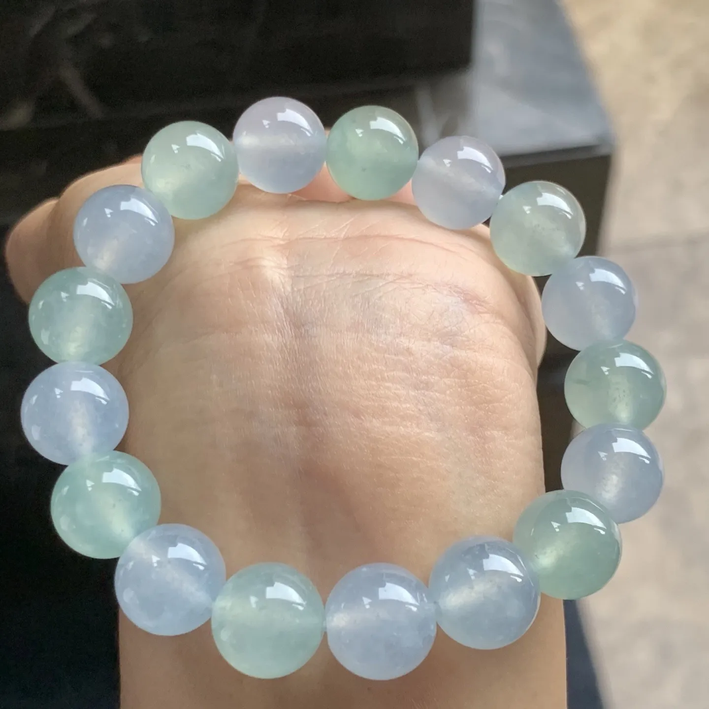 冰种带底色珠子手串 水润光泽 清爽