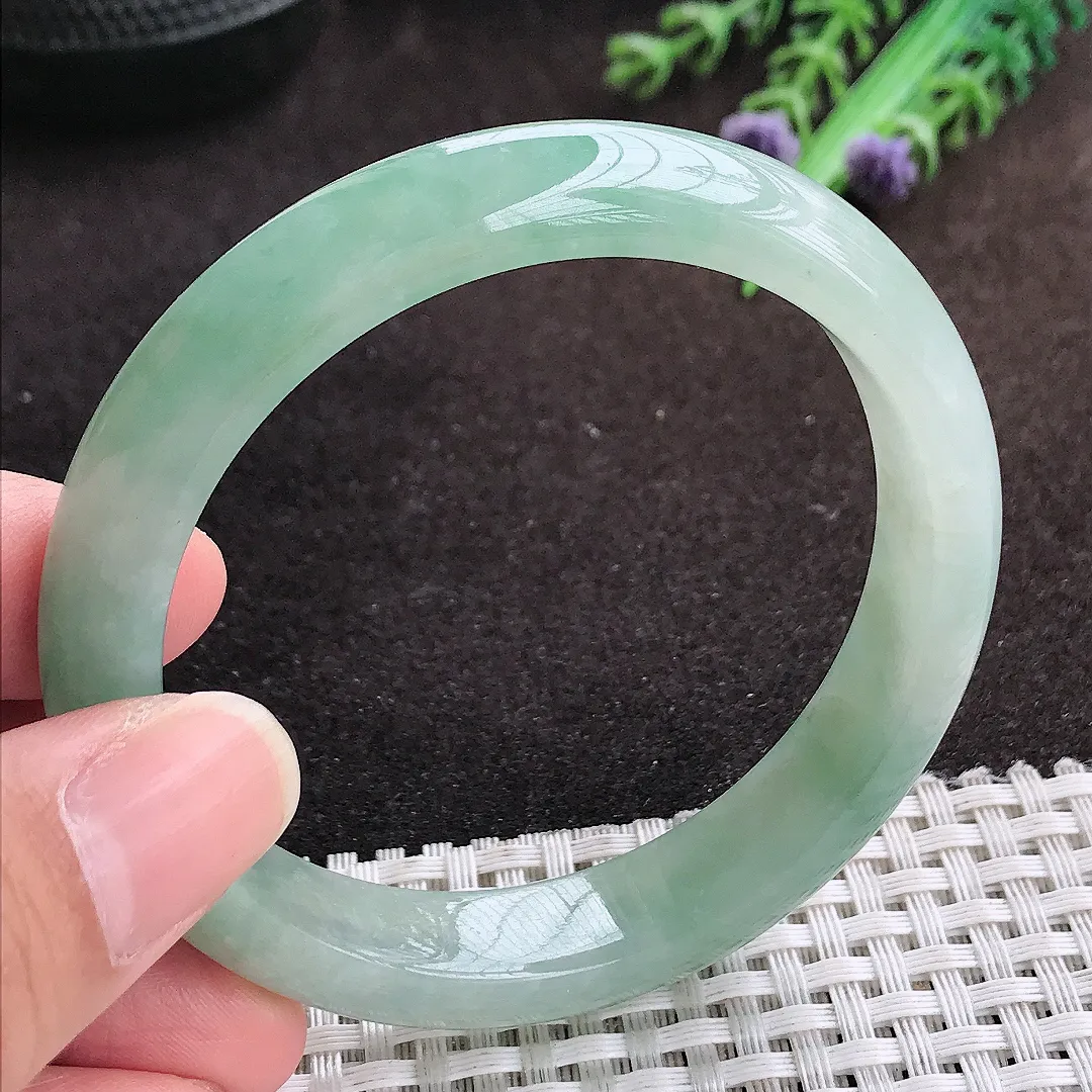 自然光56.5/11.7/7.8老坑冰润起胶冰晴手镯宽边翡翠玉镯手环
