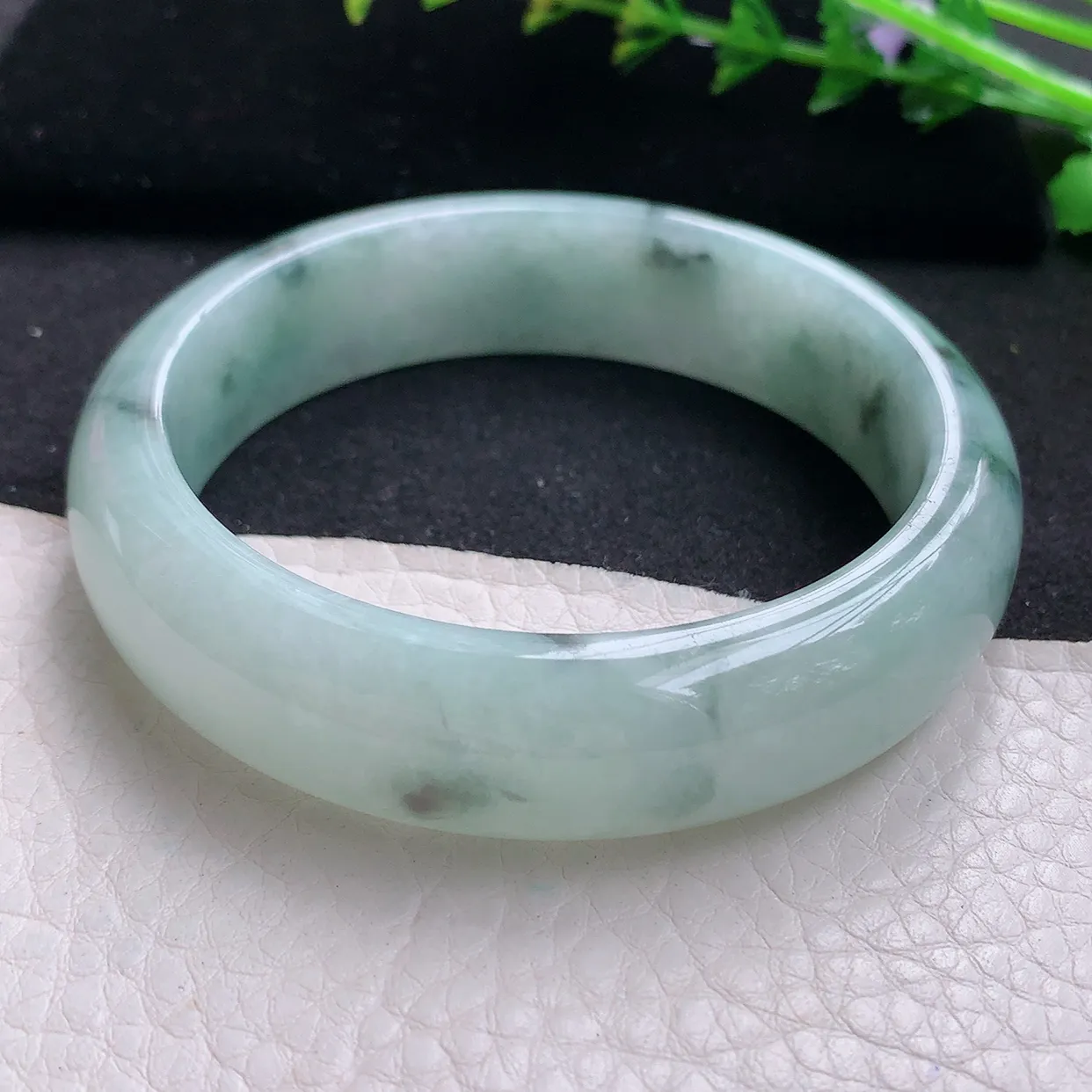 ll自然光57.5*15.3*7.8轮胎镯 天然缅甸翡翠冰飘花正宽玉手镯 玉手环