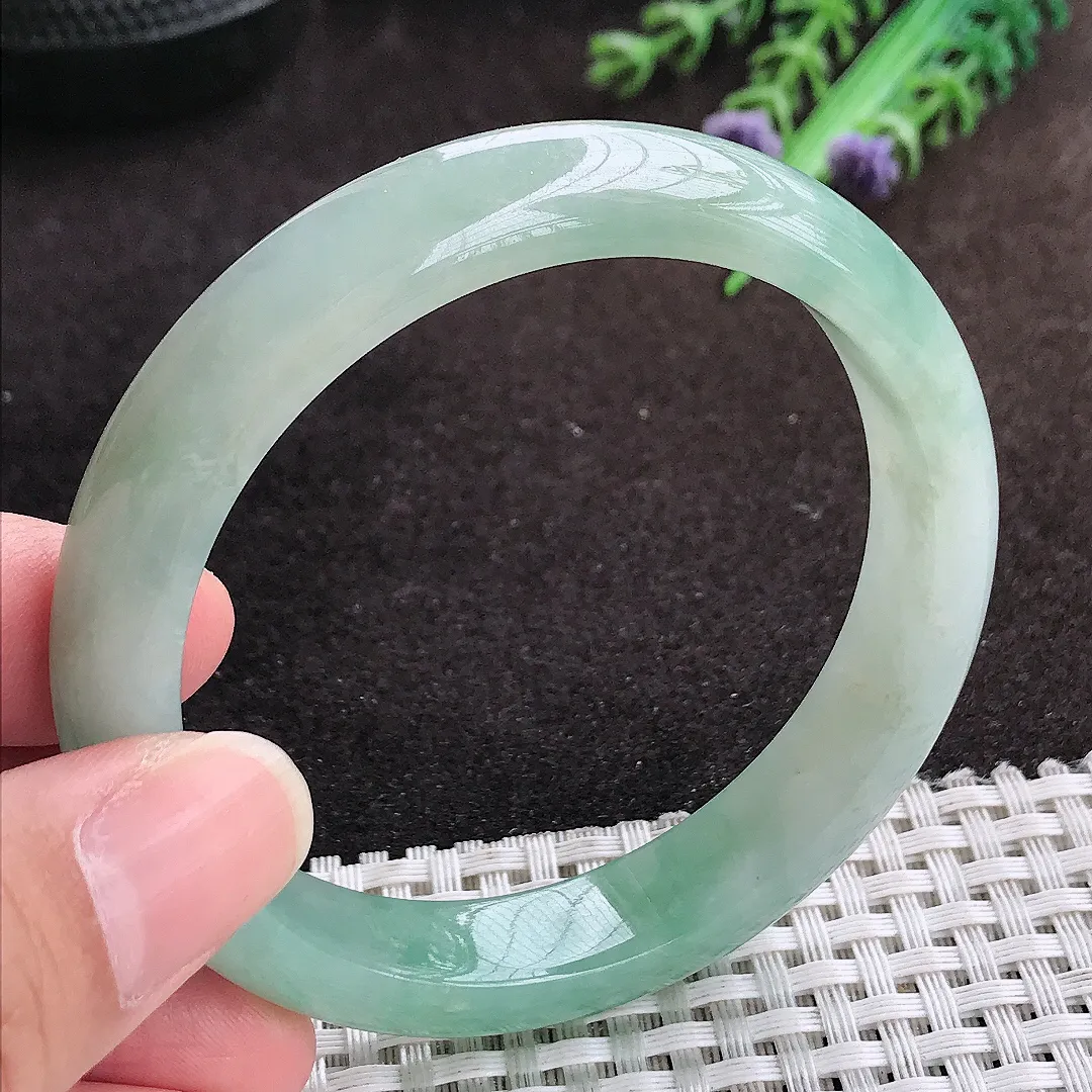 自然光56.5/11.7/7.8老坑冰润起胶冰晴手镯宽边翡翠玉镯手环