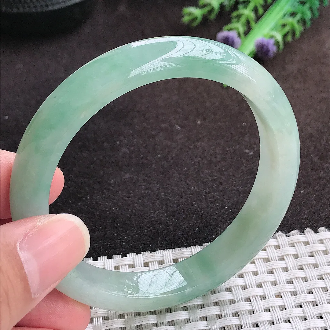 自然光56.5/11.7/7.8老坑冰润起胶冰晴手镯宽边翡翠玉镯手环