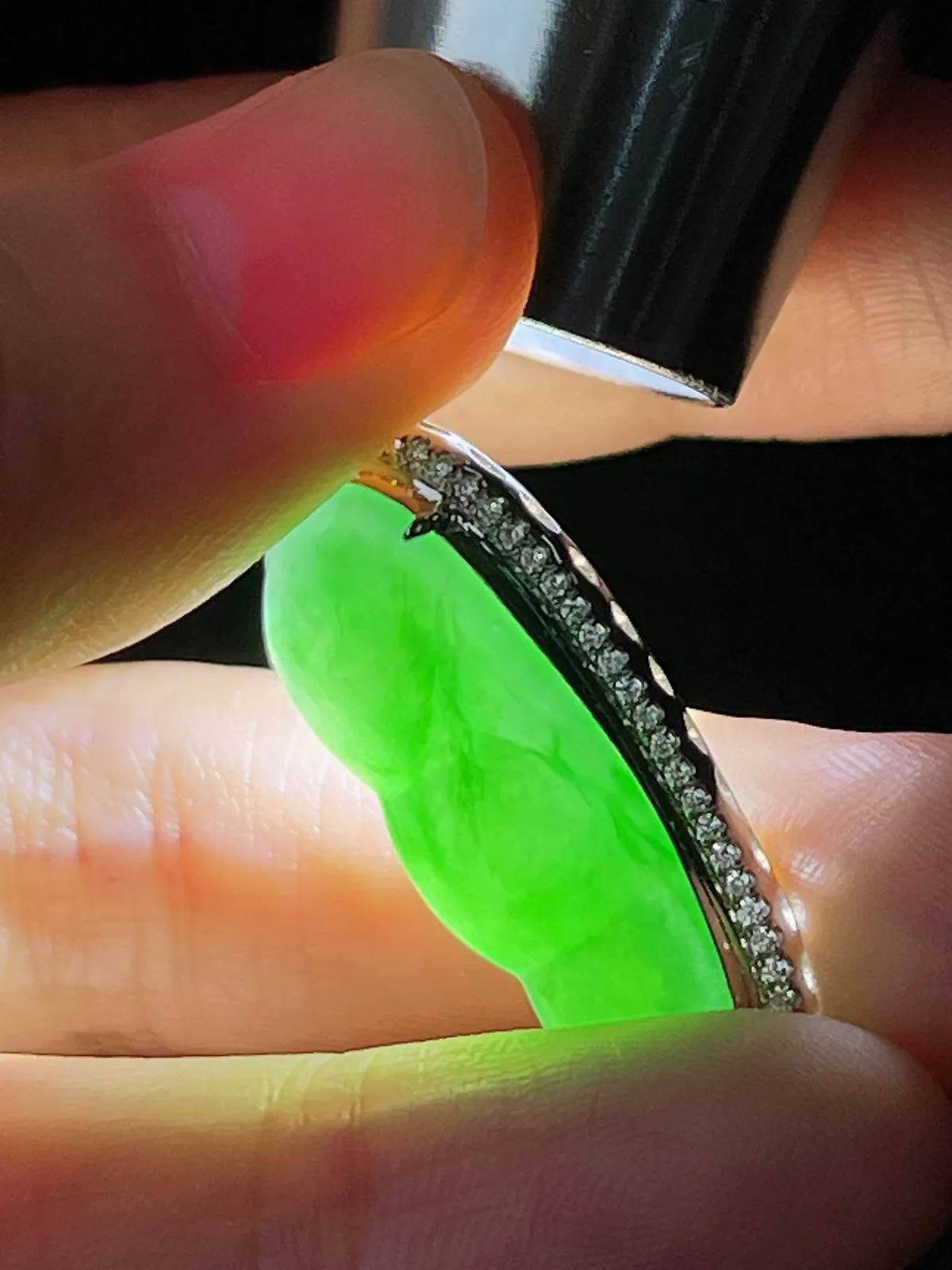 18k金翡翠冰糯种绿色福豆