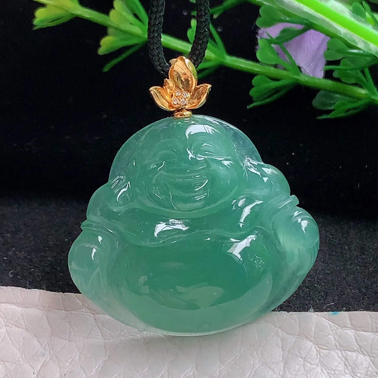 gp自然光27*30.6*6天然缅甸翡翠冰油满绿佛公 大肚佛玉吊坠 玉挂件
