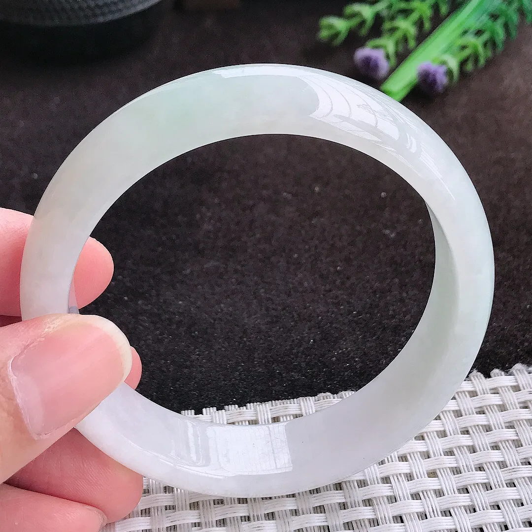 自然光59/15.6/7.6老坑秀气冰润轮胎手镯宽边翡翠玉镯手环