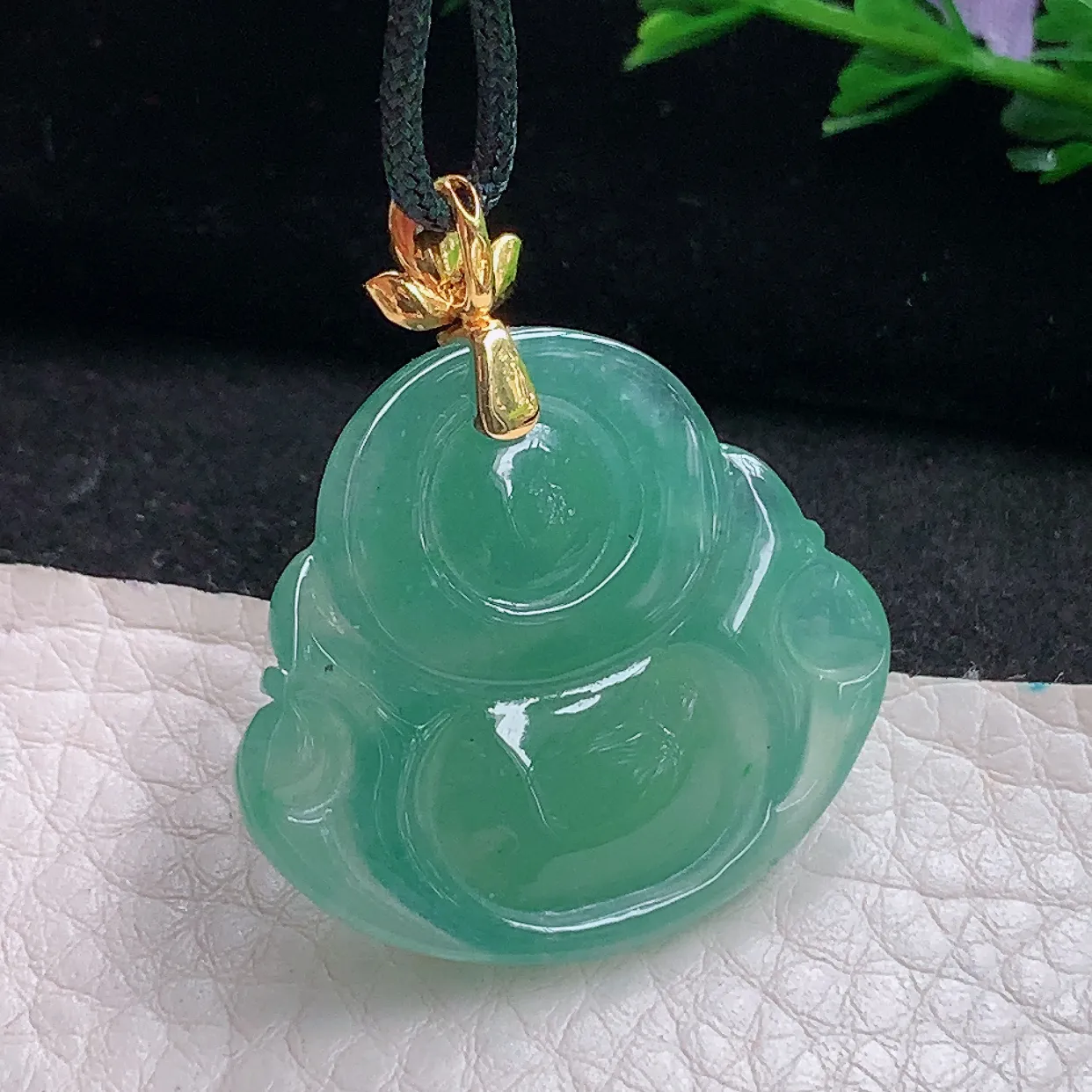 gp自然光27*30.6*6天然缅甸翡翠冰油满绿佛公 大肚佛玉吊坠 玉挂件