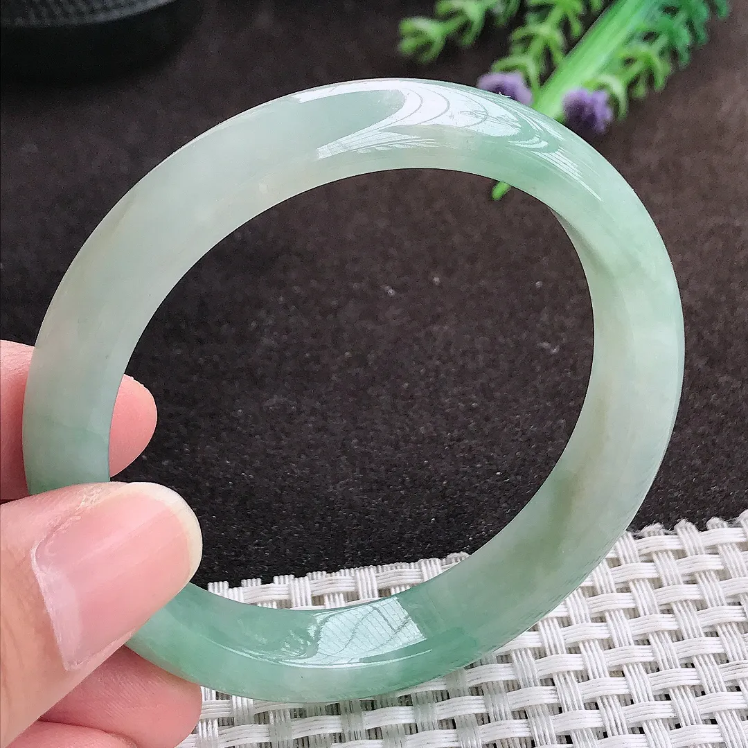 自然光56.5/11.7/7.8老坑冰润起胶冰晴手镯宽边翡翠玉镯手环