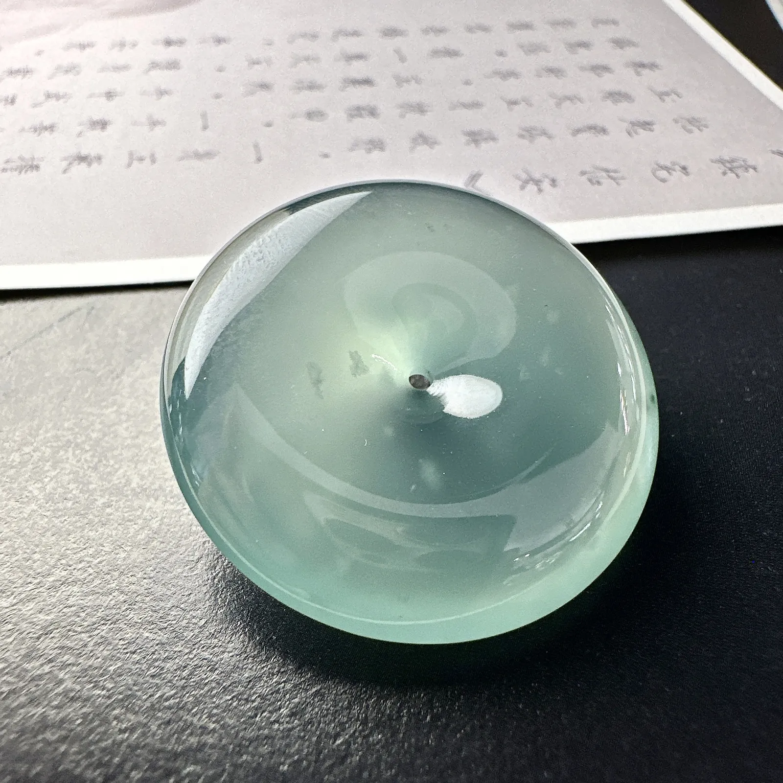 【冰种平安大扣】老坑雪花棉，质地细腻，品质很好，冰感十足，胶感明显，收藏品质