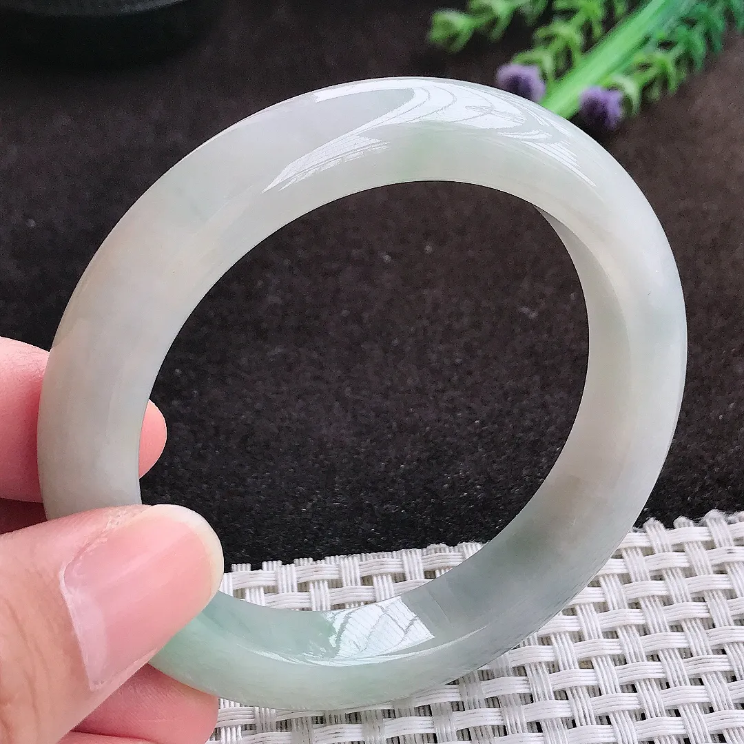 自然光56/11.5/9.3老坑秀气油润手镯宽边翡翠玉镯手环