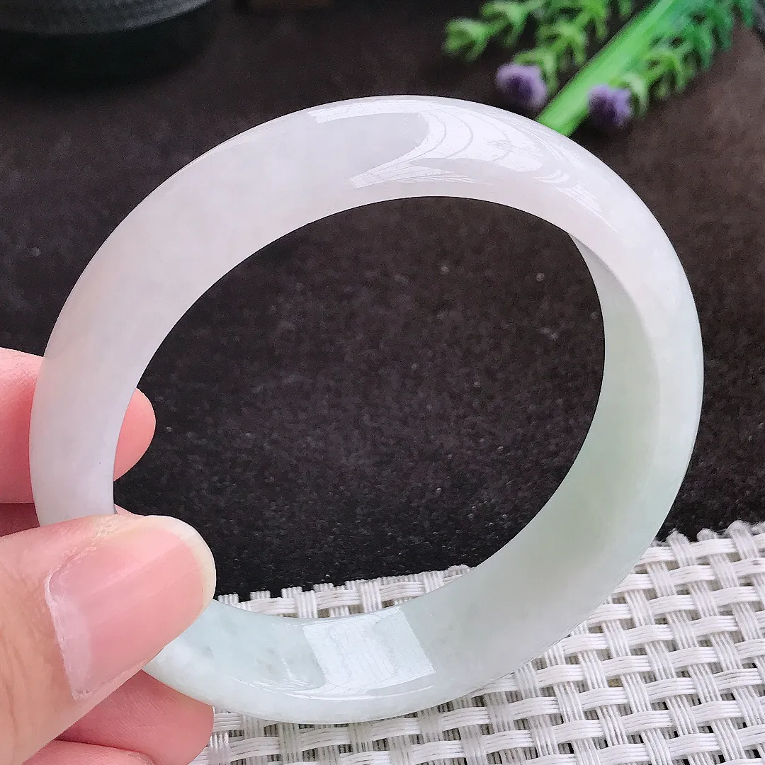 自然光59/15.6/7.6老坑秀气冰润轮胎手镯宽边翡翠玉镯手环