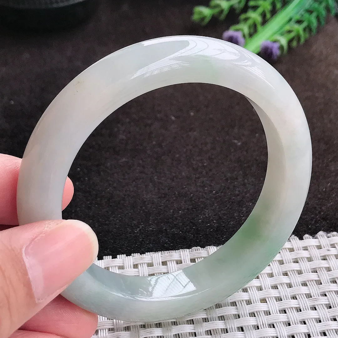 自然光56/11.5/9.3老坑秀气油润手镯宽边翡翠玉镯手环
