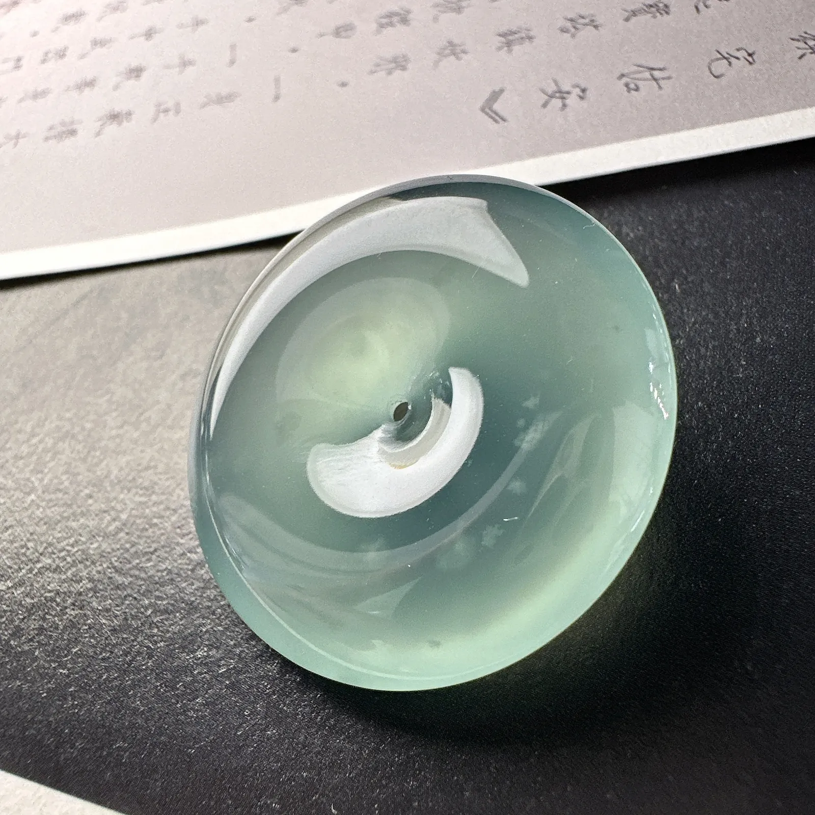 【冰种平安大扣】老坑雪花棉，质地细腻，品质很好，冰感十足，胶感明显，收藏品质