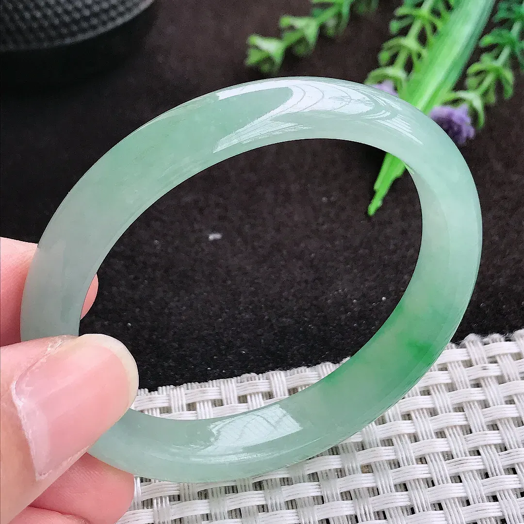 自然光53/46/11.1/7老坑冰胶果冻冰晴绿贵妃手镯翡翠玉镯手环