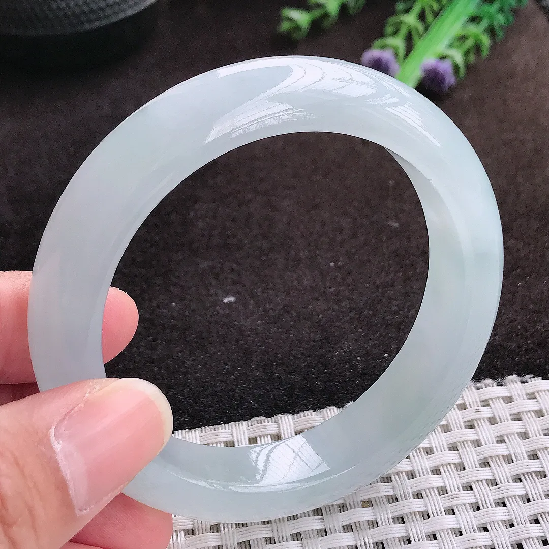 自然光55/13.1/9.1老坑冰透果冻胶冰晴手镯宽边翡翠玉镯手环