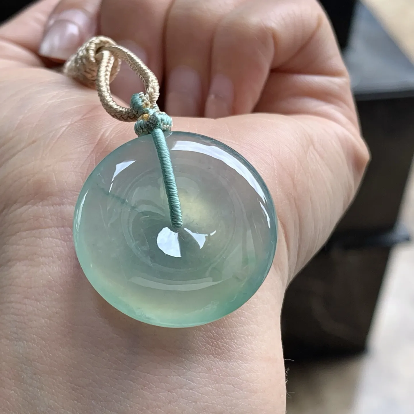 冰油青平安扣^_^冰透 荧光十足
