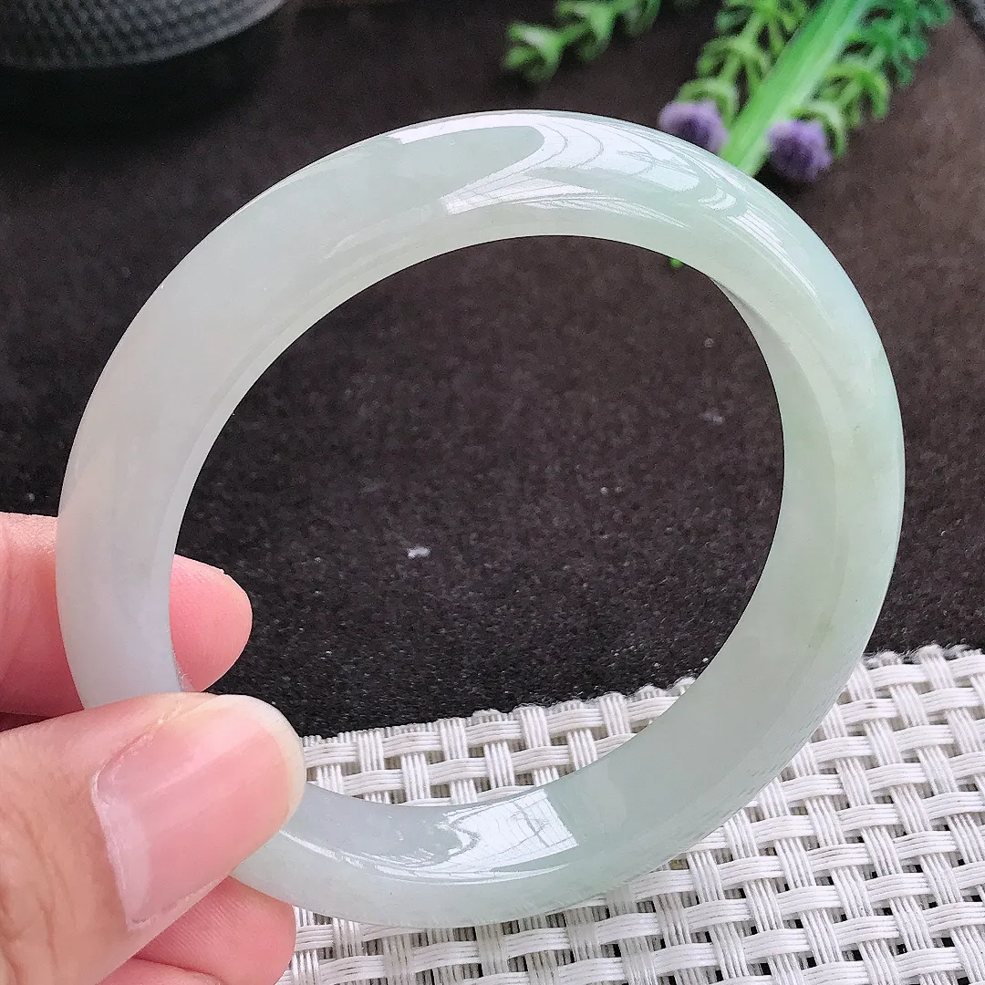 自然光56/12.1/8.3老坑冰胶水灵冰晴手镯宽边翡翠玉镯手环