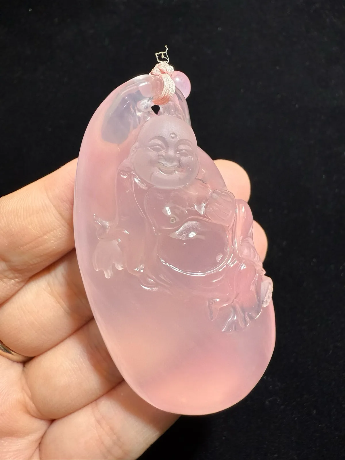 【弥勒佛】莫桑比克星光粉水晶吊坠，坠子尺寸：6.7.4*35.8*15.2mm，饱满圆润 颜色超粉