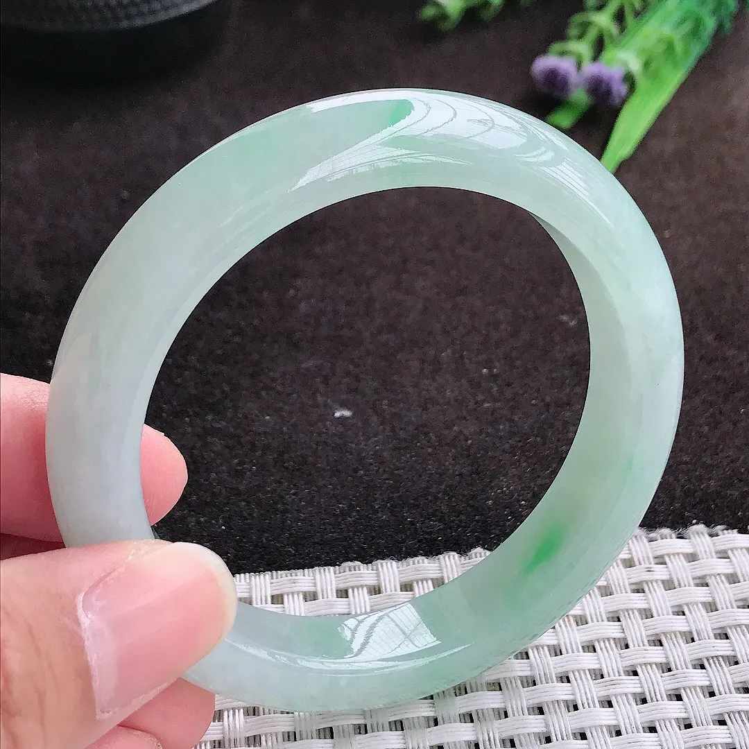 自然光55/11.8/8.8老坑冰润水灵冰晴手镯宽边翡翠玉镯手环