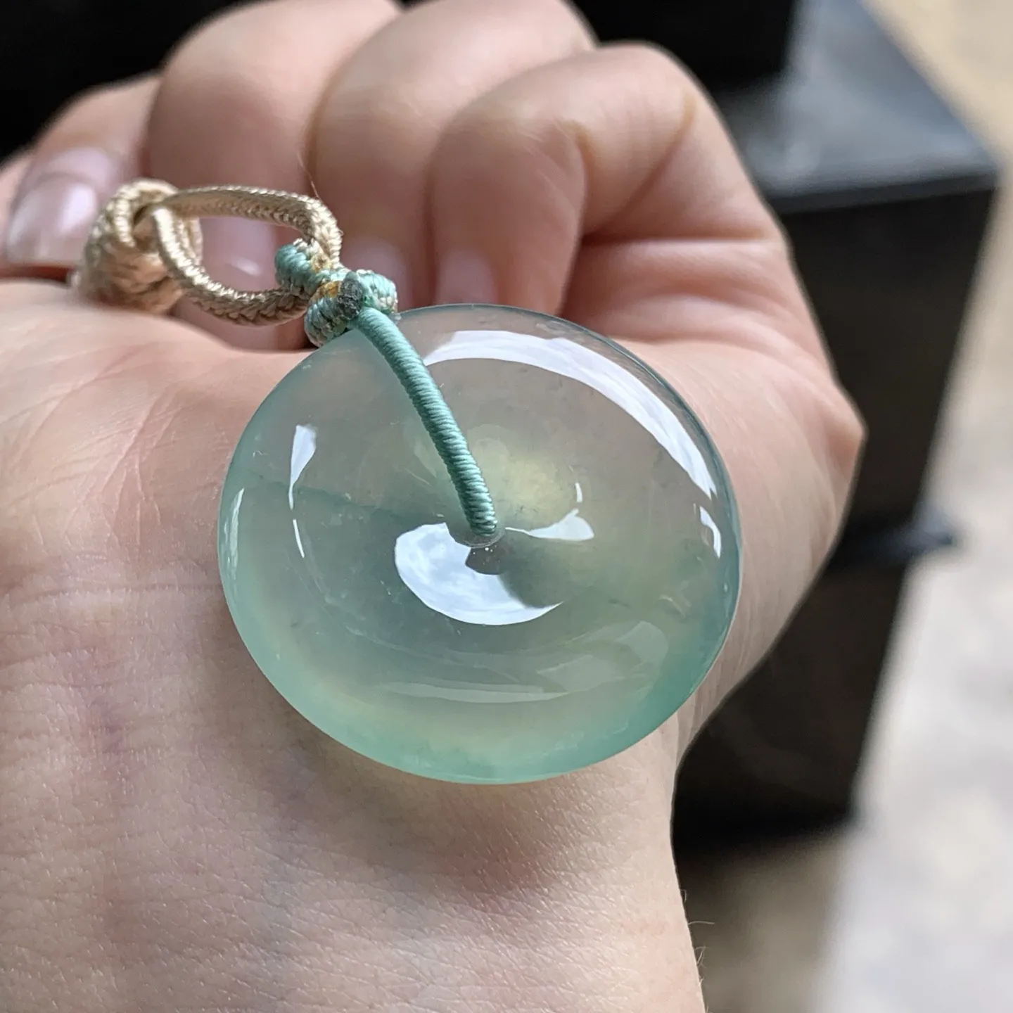 冰油青平安扣^_^冰透 荧光十足