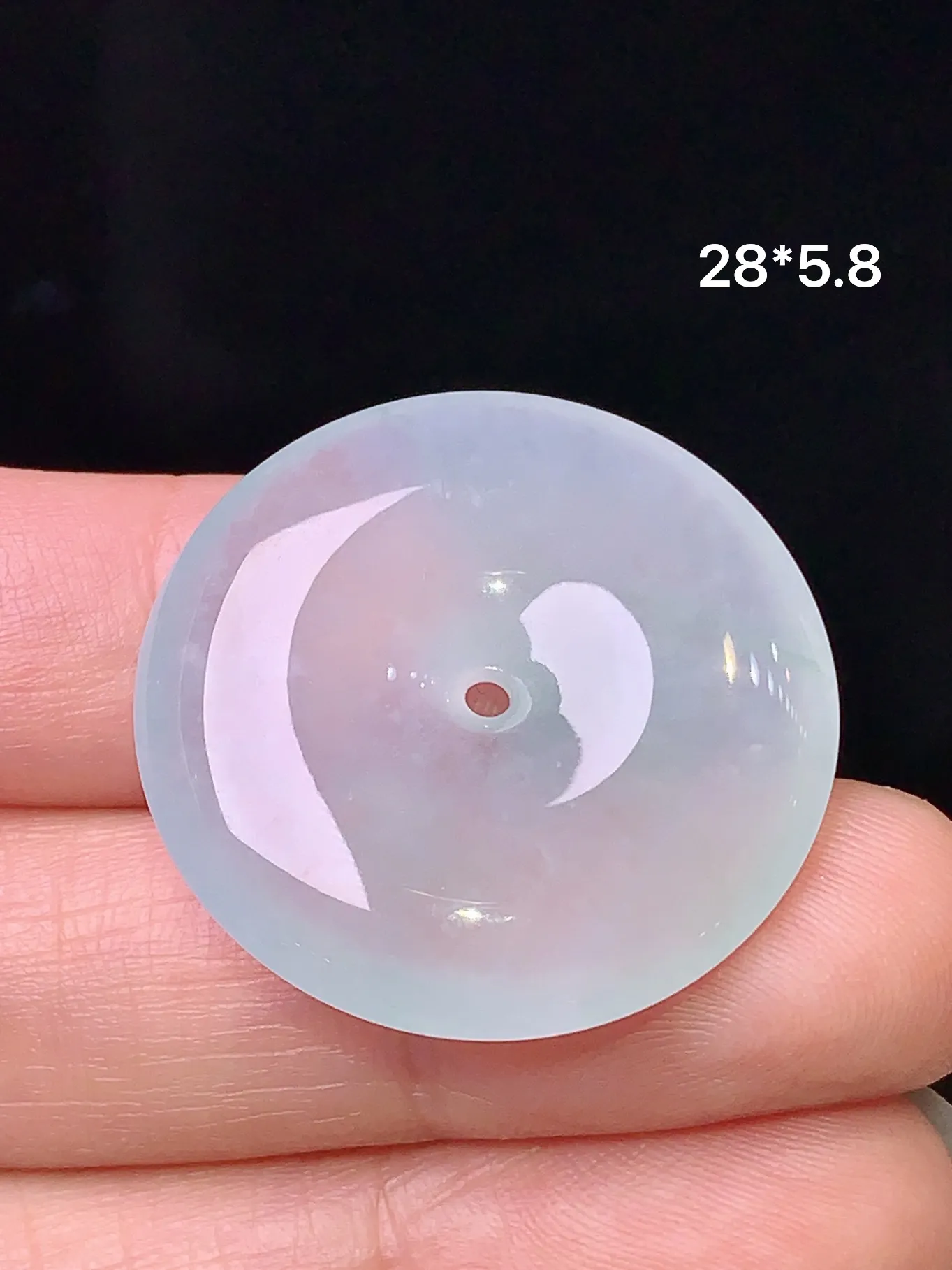 冰种平安扣吊坠 玉质细腻 色泽清新艳丽 整体尺寸28*5.8