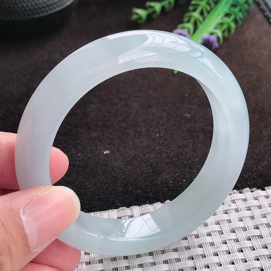 自然光55/13.1/9.1老坑冰透果冻胶冰晴手镯宽边翡翠玉镯手环