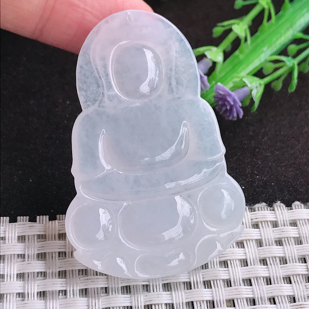 自然光53.9/36.7/5.7老坑冰润水灵月光白观音菩萨挂件翡翠玉坠吊坠百搭