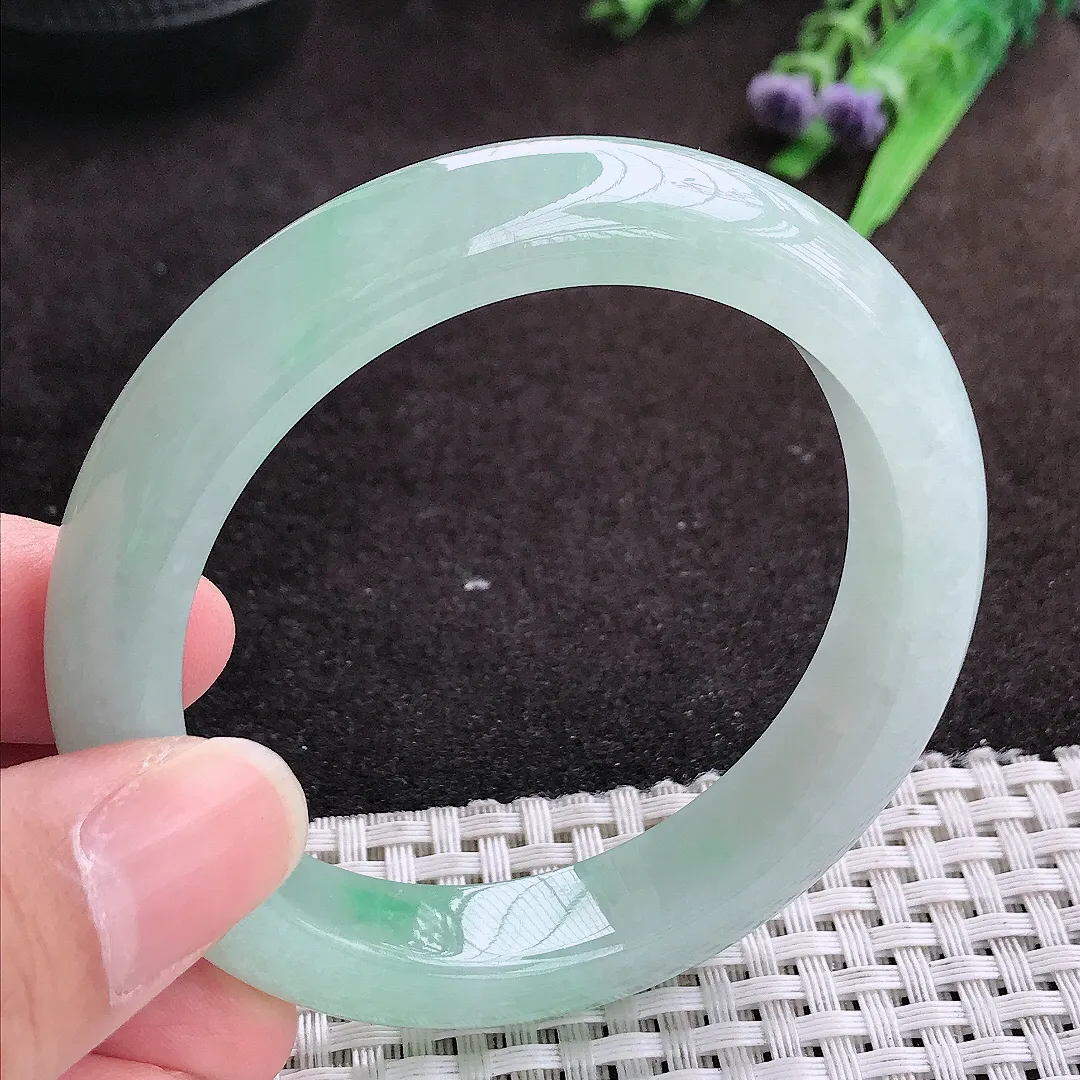 自然光55/11.8/8.8老坑冰润水灵冰晴手镯宽边翡翠玉镯手环