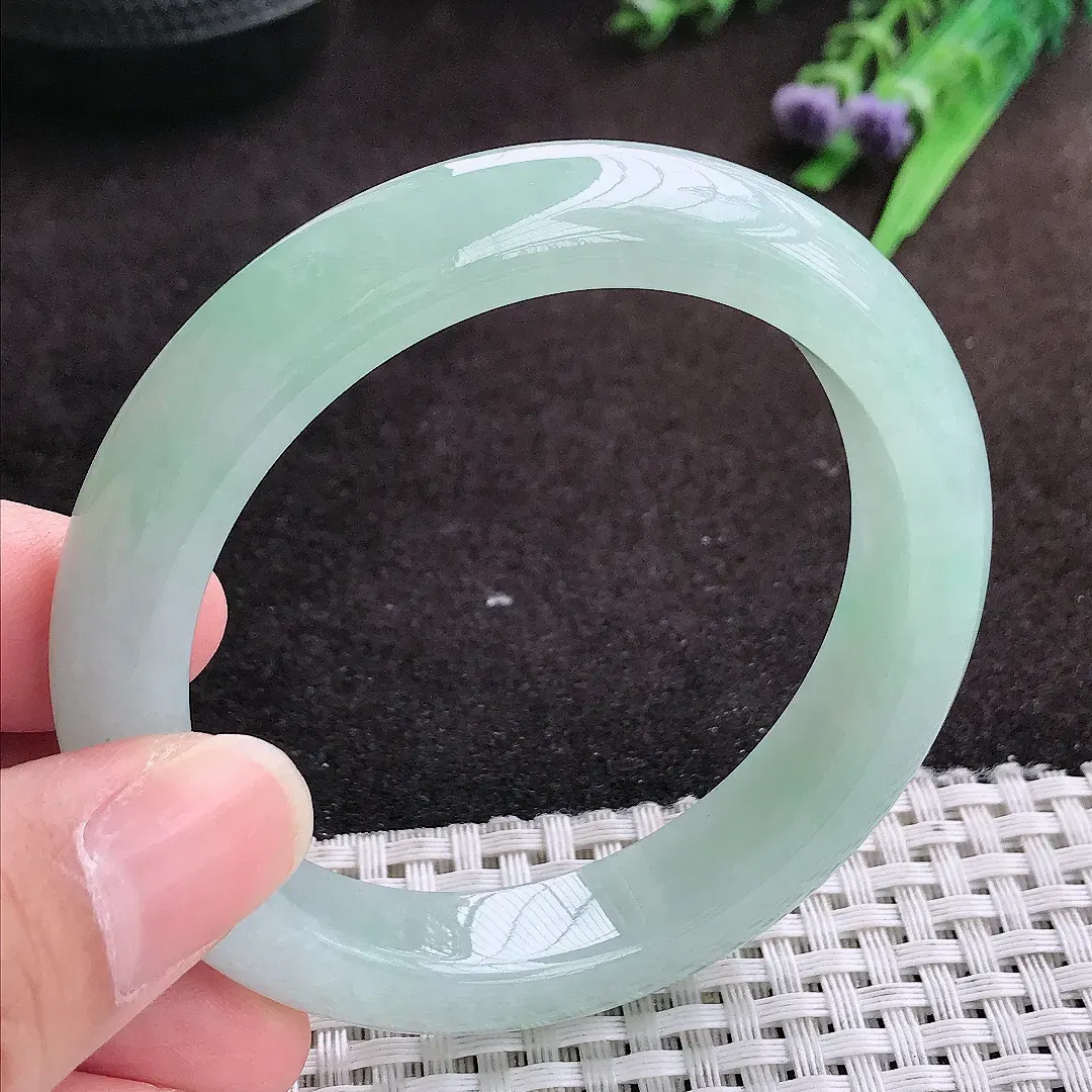 自然光55/11.8/8.8老坑冰润水灵冰晴手镯宽边翡翠玉镯手环