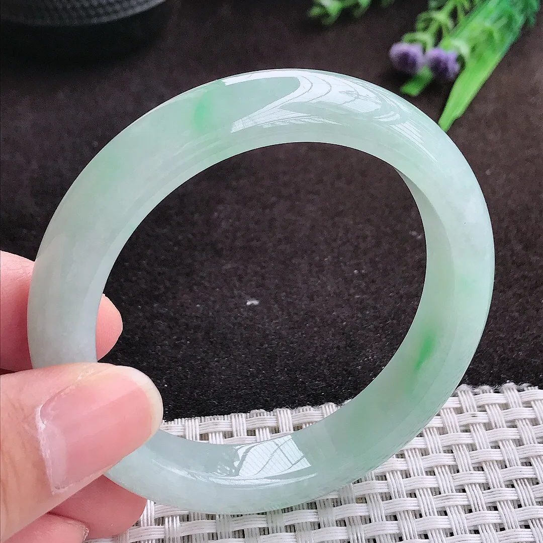 自然光55/11.8/8.8老坑冰润水灵冰晴手镯宽边翡翠玉镯手环