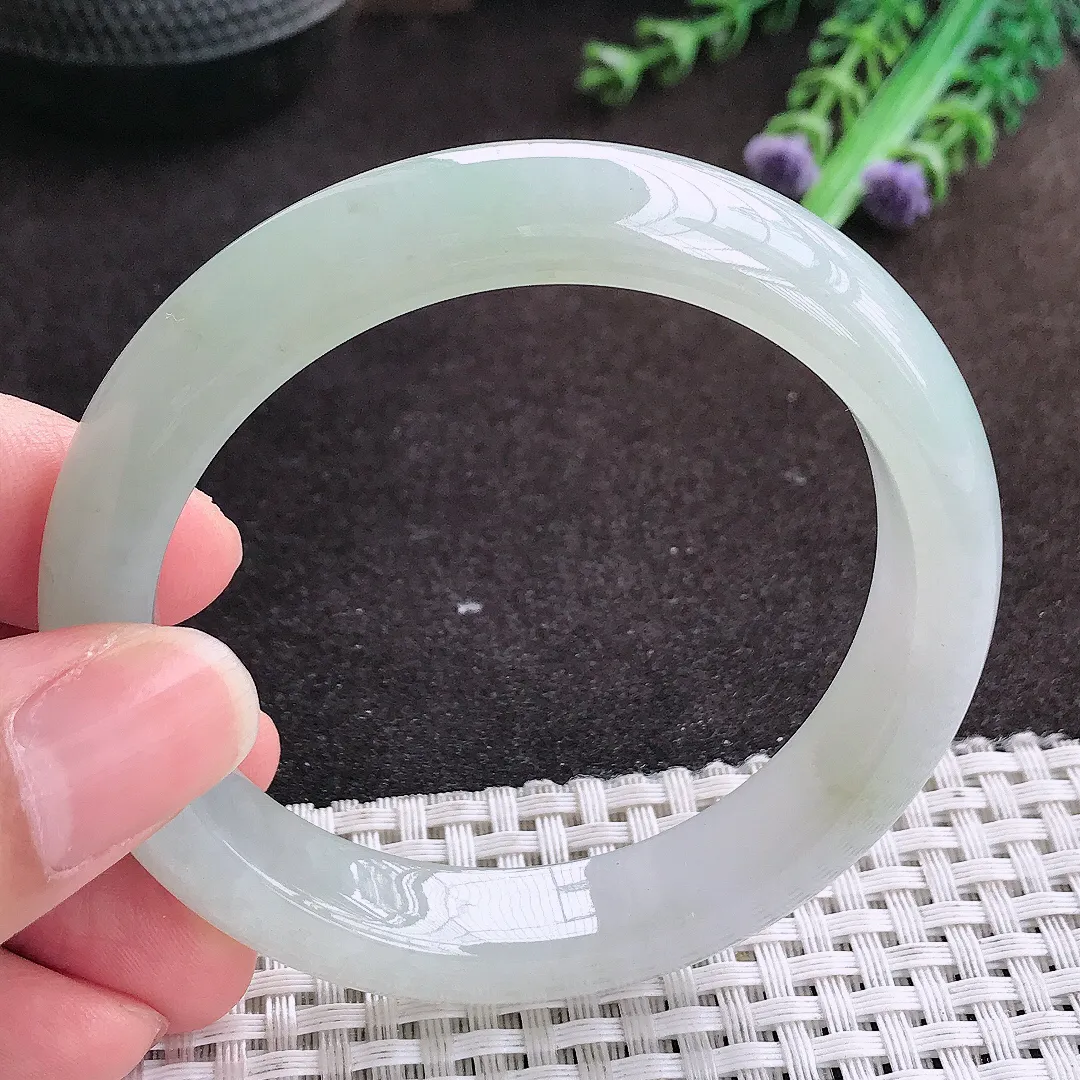 自然光56/12.1/8.3老坑冰胶水灵冰晴手镯宽边翡翠玉镯手环
