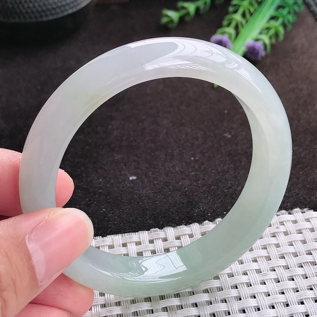 自然光56/12.1/8.3老坑冰胶水灵冰晴手镯宽边翡翠玉镯手环