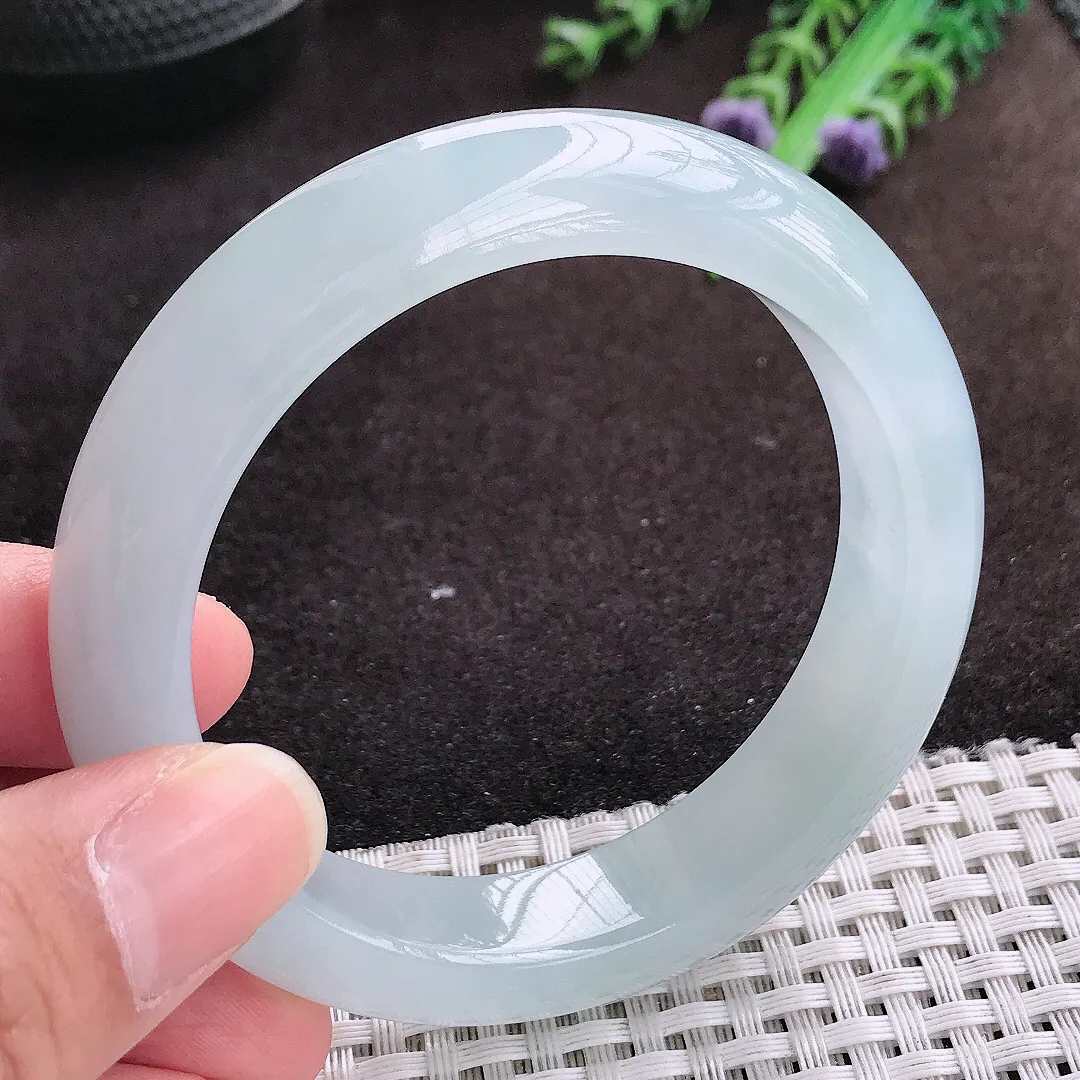 自然光55/13.1/9.1老坑冰透果冻胶冰晴手镯宽边翡翠玉镯手环