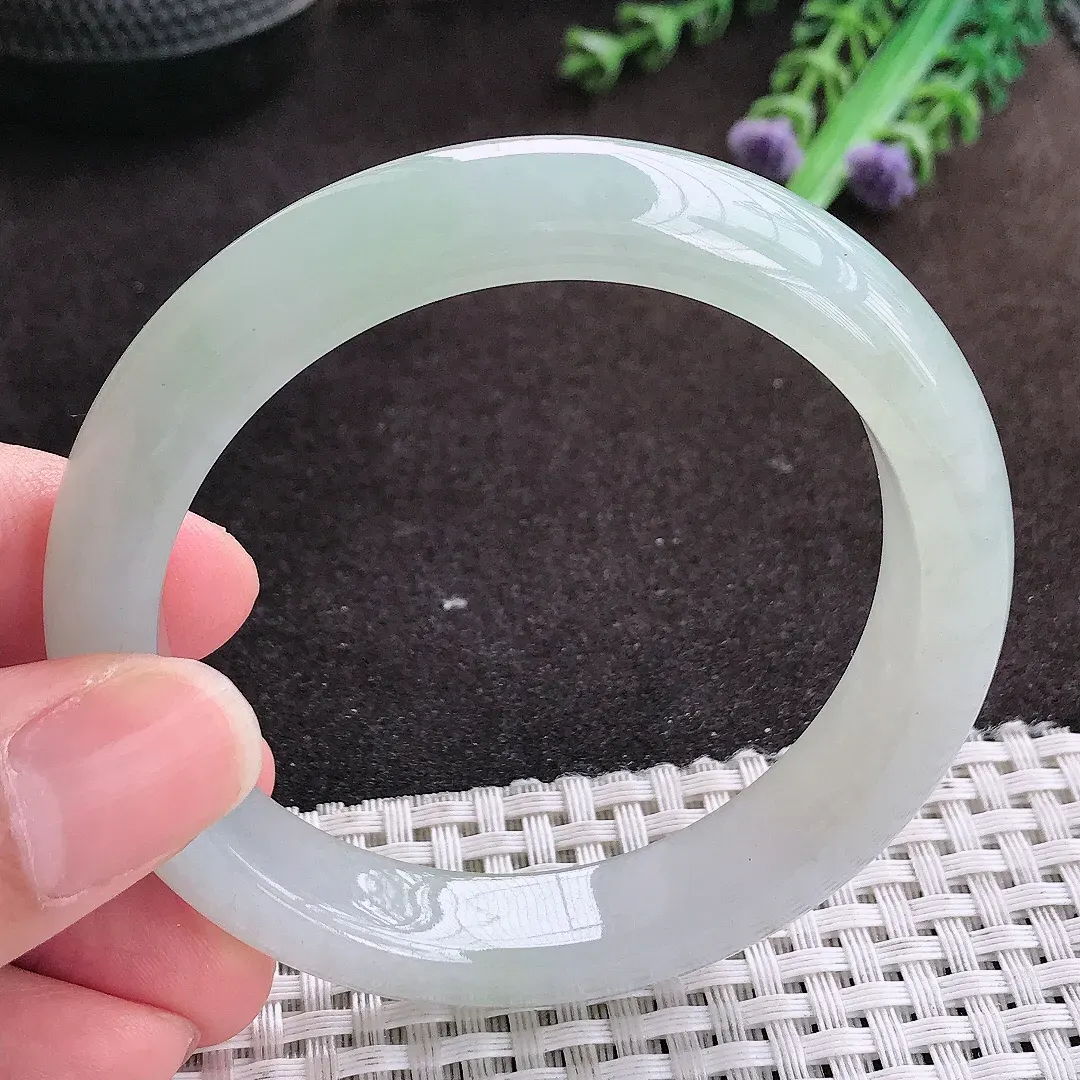 自然光56/12.1/8.3老坑冰胶水灵冰晴手镯宽边翡翠玉镯手环
