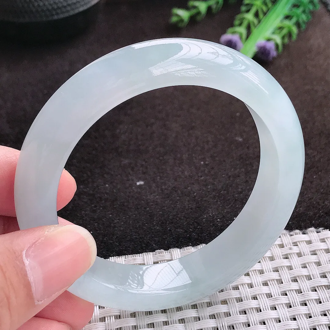 自然光55/13.1/9.1老坑冰透果冻胶冰晴手镯宽边翡翠玉镯手环