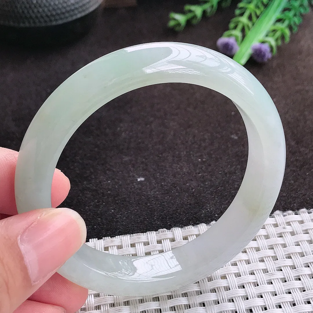 自然光56/12.1/8.3老坑冰胶水灵冰晴手镯宽边翡翠玉镯手环