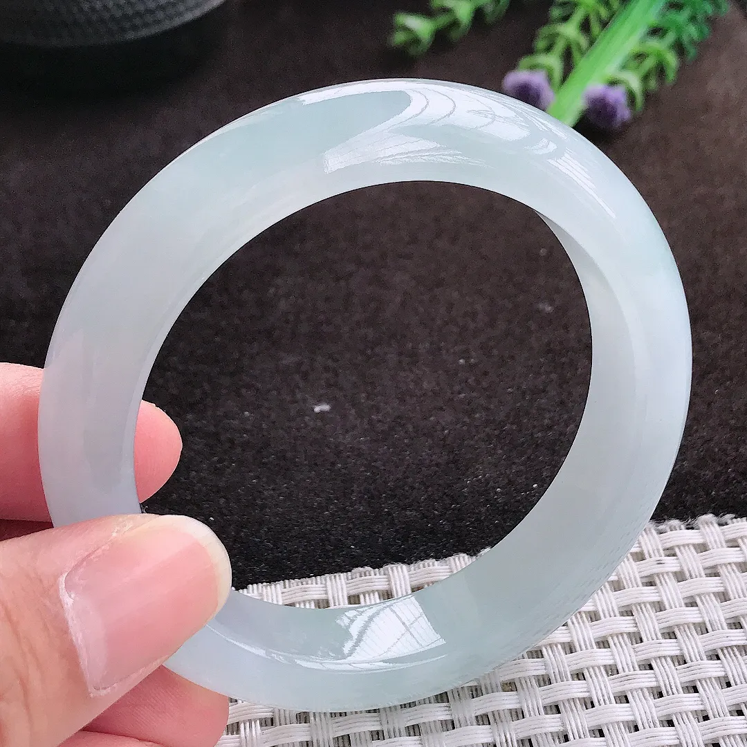 自然光55/13.1/9.1老坑冰透果冻胶冰晴手镯宽边翡翠玉镯手环