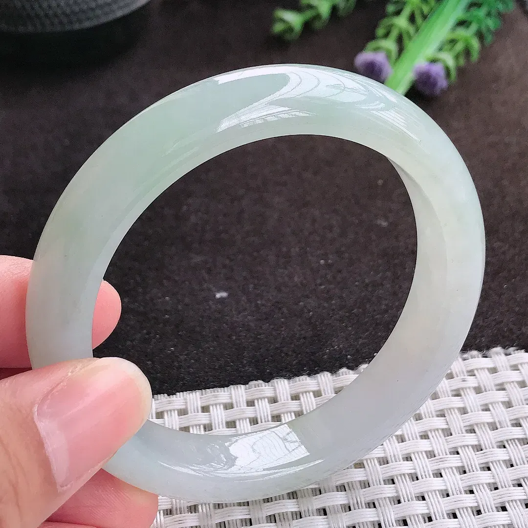 自然光56/12.1/8.3老坑冰胶水灵冰晴手镯宽边翡翠玉镯手环