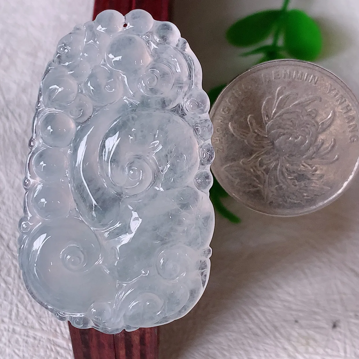 自然光实拍，冰种翡翠如意吊坠，翡翠如意，上身效果非常美，饱满大气，工艺美，万事如意，如意一生 #01.22