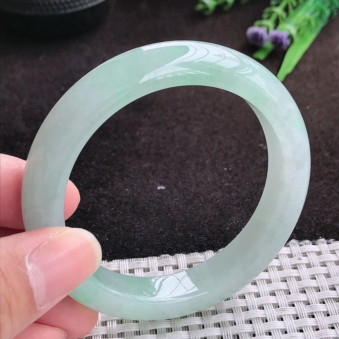 自然光55/11.8/8.8老坑冰润水灵冰晴手镯宽边翡翠玉镯手环