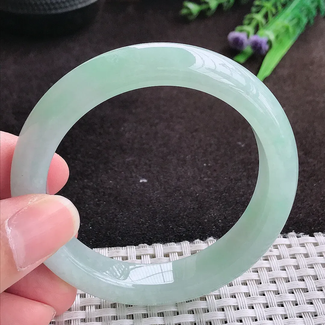 自然光55/11.8/8.8老坑冰润水灵冰晴手镯宽边翡翠玉镯手环