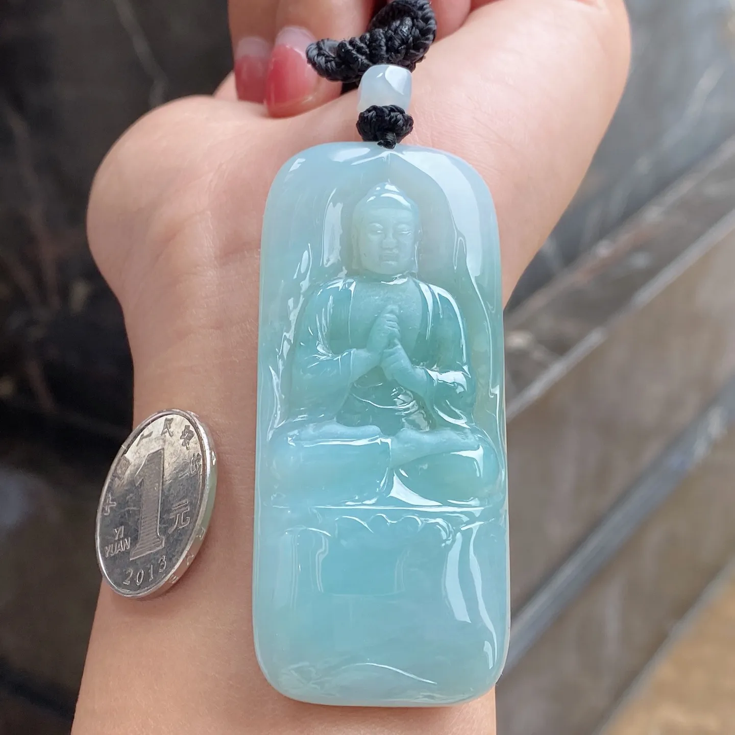 冰糯种飘色阿弥陀佛吊坠 尺寸72.6-31.3-10.3毫米