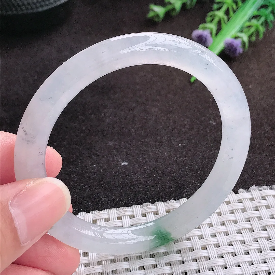 自然光54/7.8/8.3老坑冰胶果冻冰飘花圆条手镯宽边翡翠玉镯手环