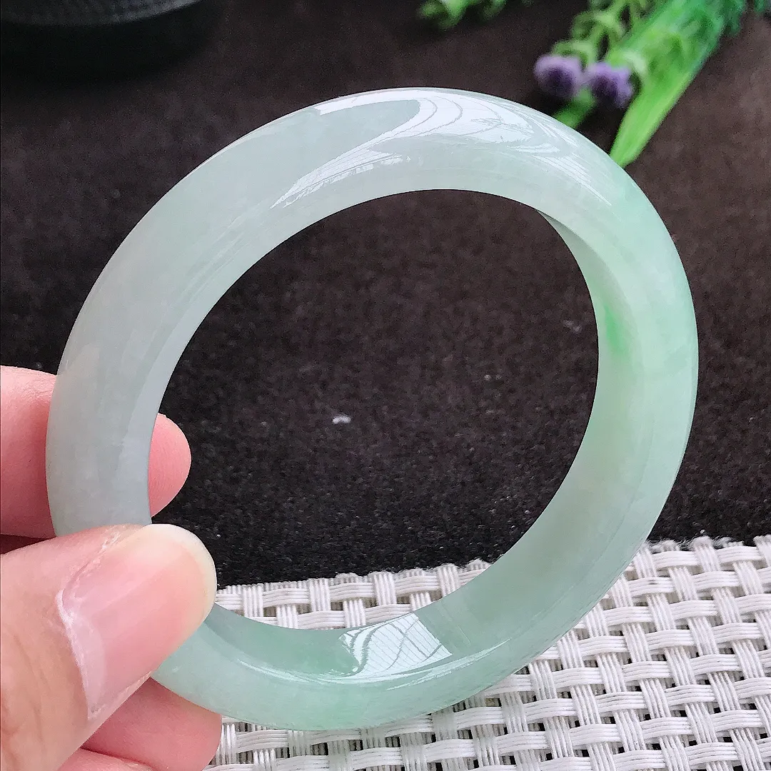 自然光55/11.8/8.8老坑冰润水灵冰晴手镯宽边翡翠玉镯手环