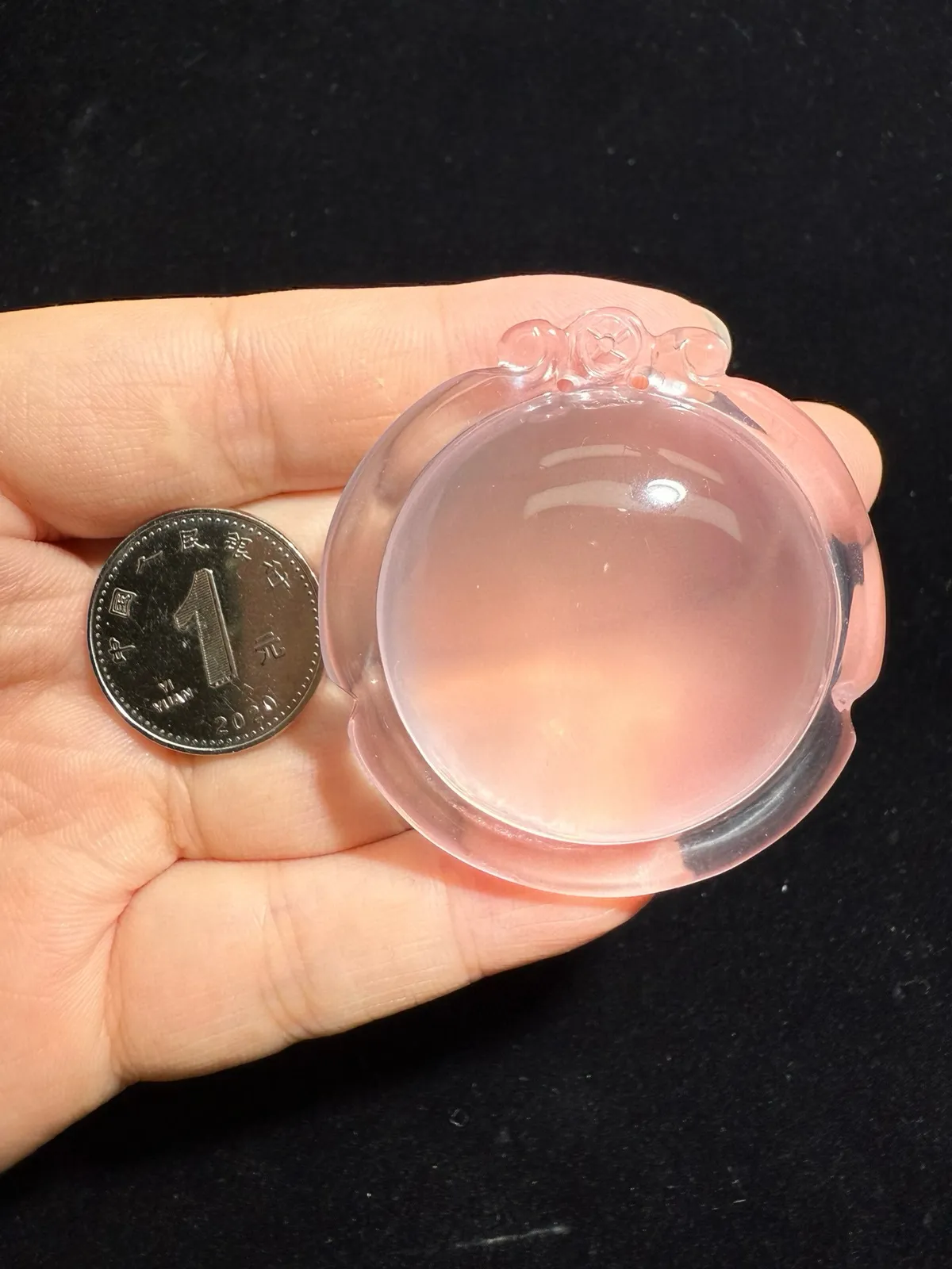 【圆牌】莫桑比克星光粉水晶吊坠，坠子尺寸：47.8*45.6*22.6mm，50.83g，饱满圆润 颜色超粉润～六芒星光 粉晶增情感 招好人缘旺生意缘！送绳。