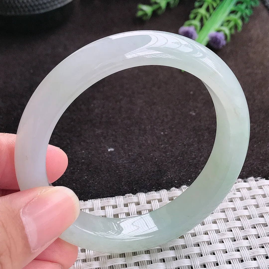 自然光56/12.1/8.3老坑冰胶水灵冰晴手镯宽边翡翠玉镯手环